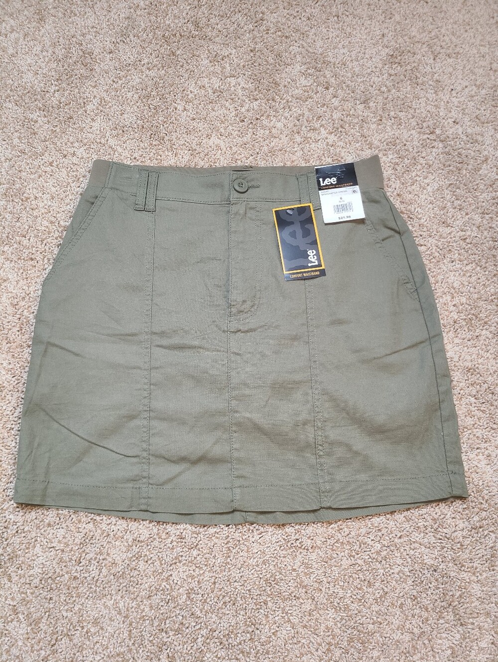 NWT Lee Skort Olive Green Skirt With Built In Shorts Comfort Waistband